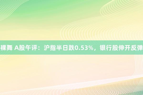 裸舞 A股午评：沪指半日跌0.53%，银行股伸开反弹