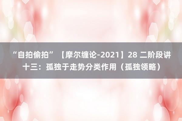 “自拍偷拍” 【摩尔缠论-2021】28 二阶段讲十三：孤独于走势分类作用（孤独领略）