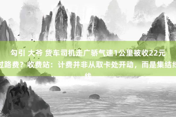 勾引 大爷 货车司机走广骄气速1公里被收22元过路费？收费站：计费并非从取卡处开动，而是集结线