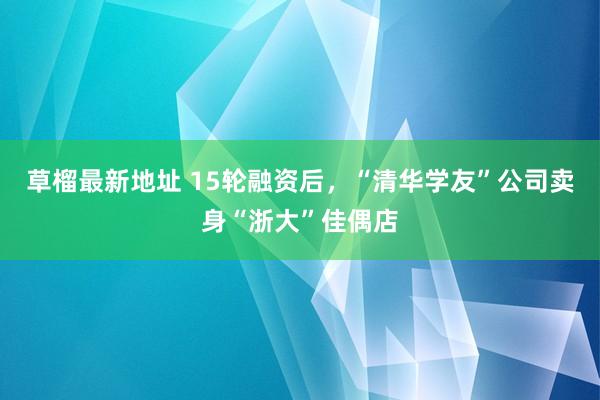 草榴最新地址 15轮融资后，“清华学友”公司卖身“浙大”佳偶店