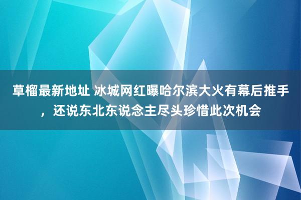 草榴最新地址 冰城网红曝哈尔滨大火有幕后推手，还说东北东说念主尽头珍惜此次机会