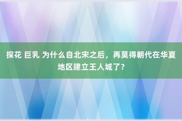 探花 巨乳 为什么自北宋之后，再莫得朝代在华夏地区建立王人城了？