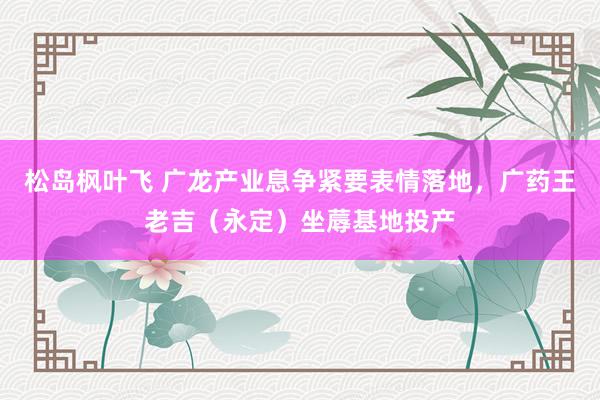 松岛枫叶飞 广龙产业息争紧要表情落地，广药王老吉（永定）坐蓐基地投产