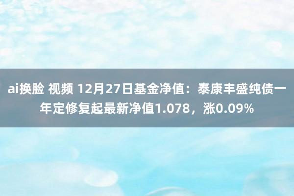 ai换脸 视频 12月27日基金净值：泰康丰盛纯债一年定修复起最新净值1.078，涨0.09%