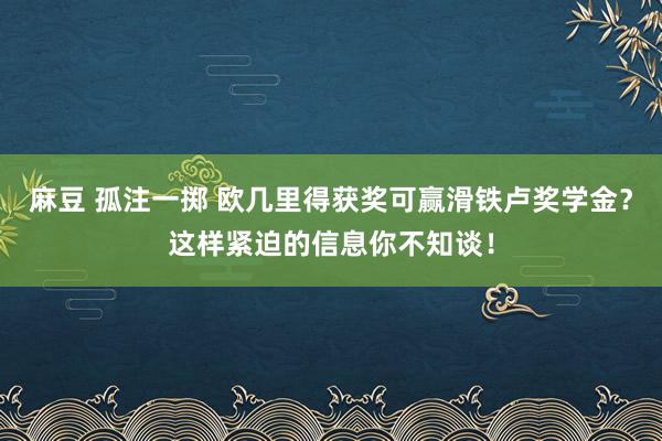 麻豆 孤注一掷 欧几里得获奖可赢滑铁卢奖学金？这样紧迫的信息你不知谈！