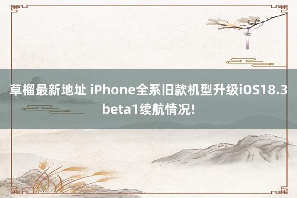 草榴最新地址 iPhone全系旧款机型升级iOS18.3beta1续航情况!