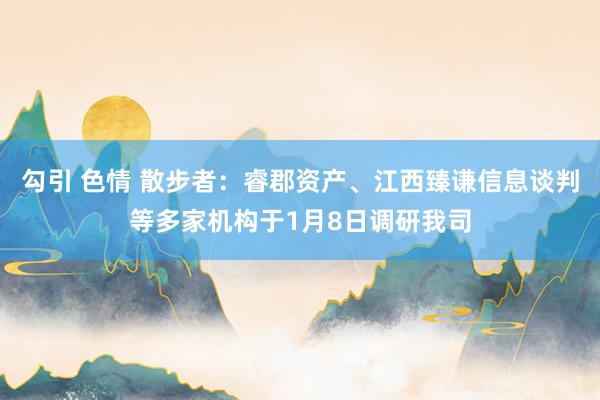 勾引 色情 散步者：睿郡资产、江西臻谦信息谈判等多家机构于1月8日调研我司