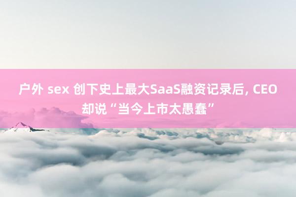 户外 sex 创下史上最大SaaS融资记录后， CEO却说“当今上市太愚蠢”